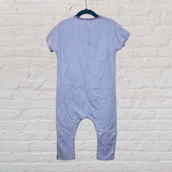 Greige Stripe-Back Muslin Romper - Picture 2 of 2
